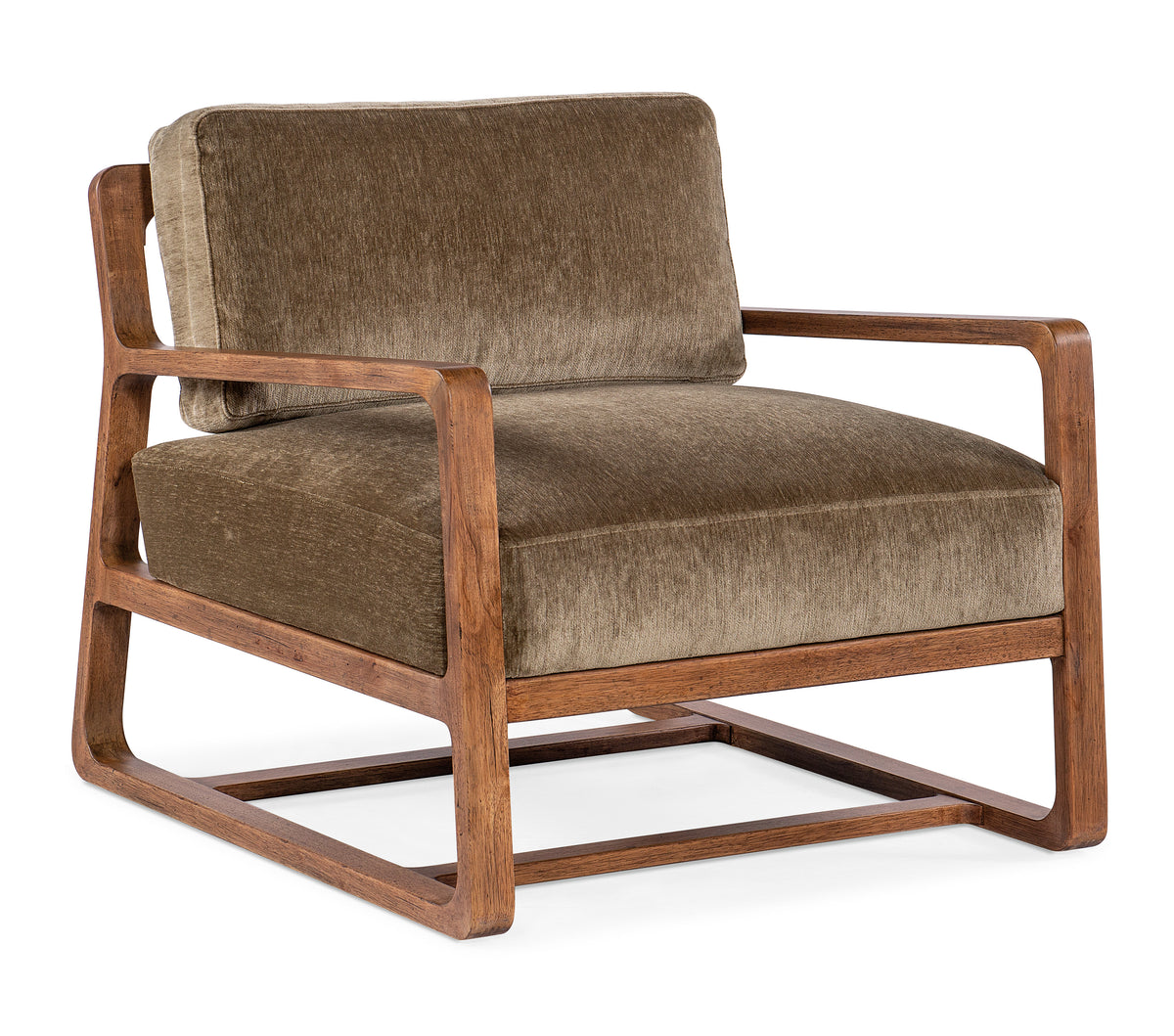 a brown chair with wooden frame