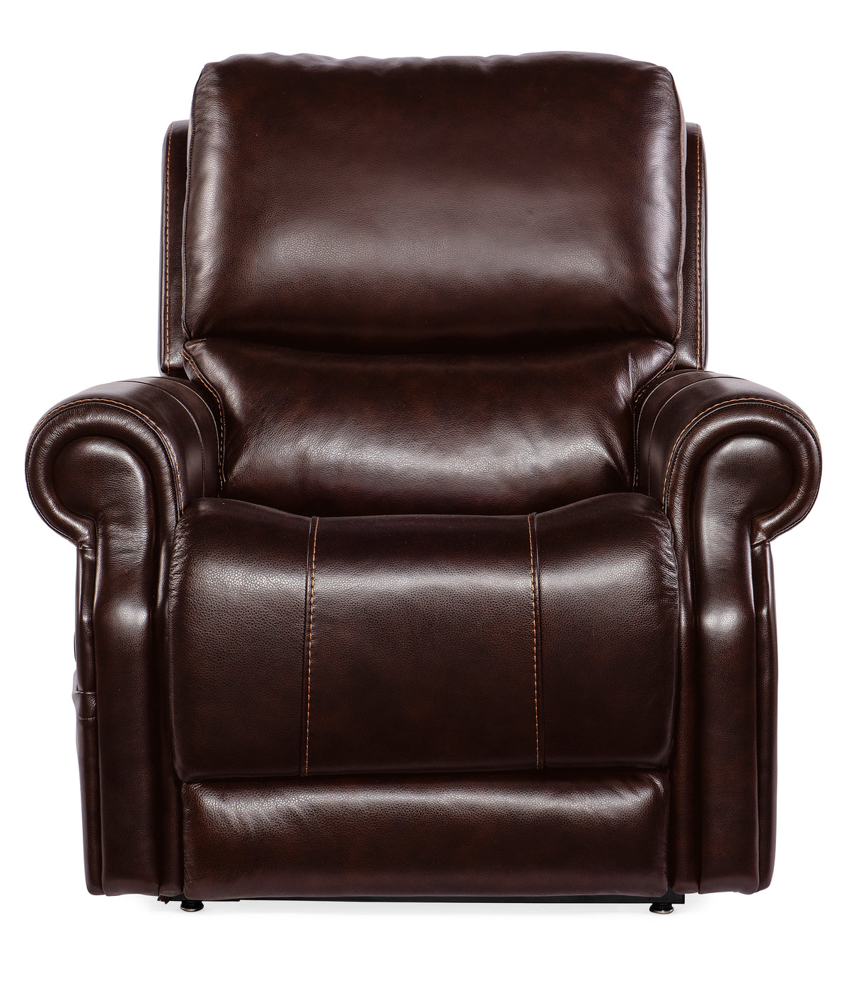 a brown leather recliner chair