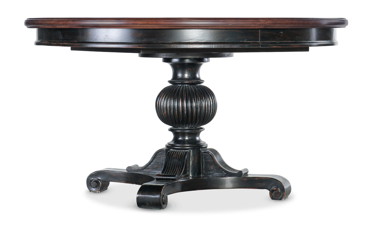 a black table with a wooden top