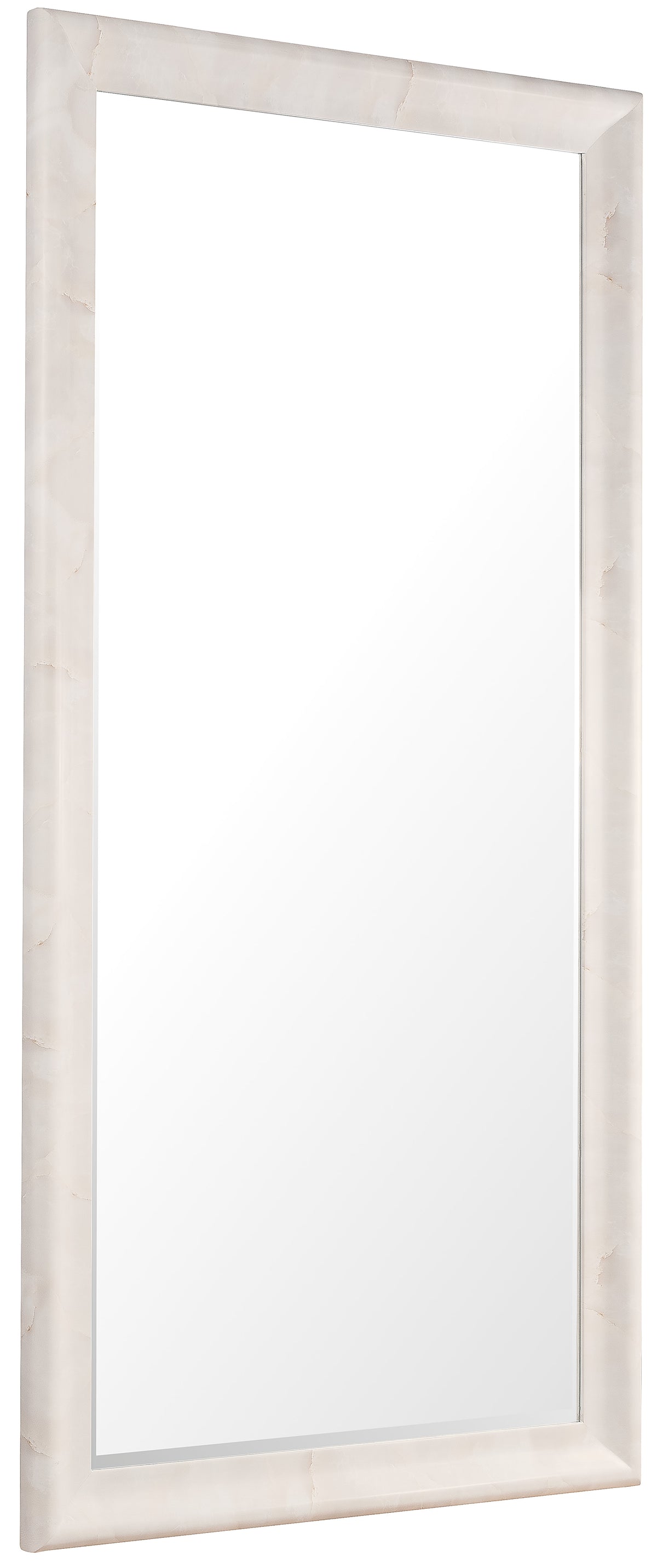 a white rectangular mirror with a white border