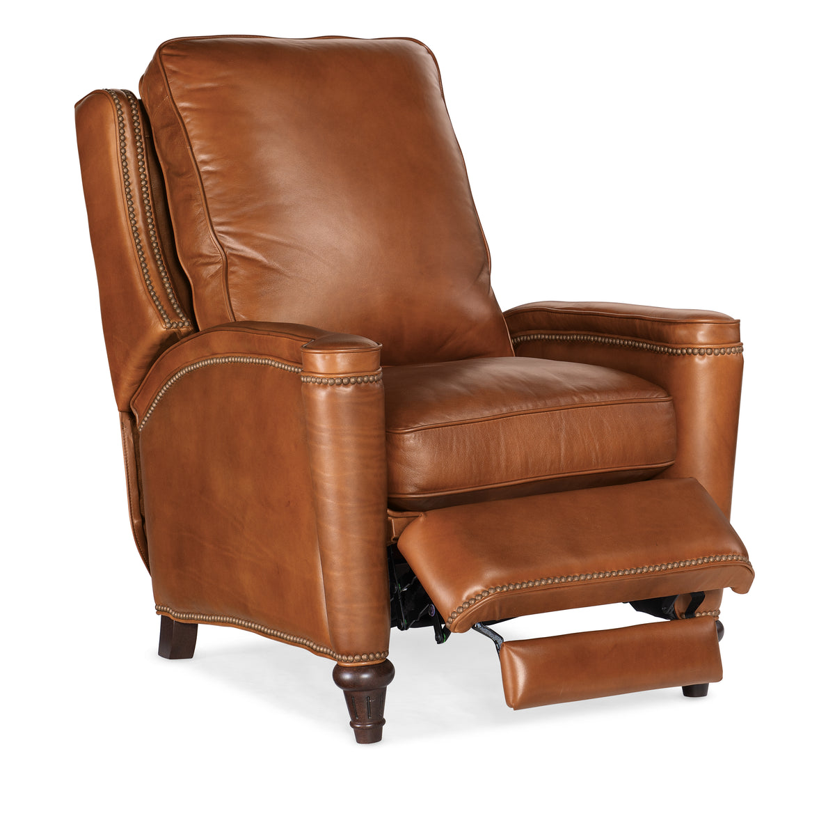 a brown leather recliner chair