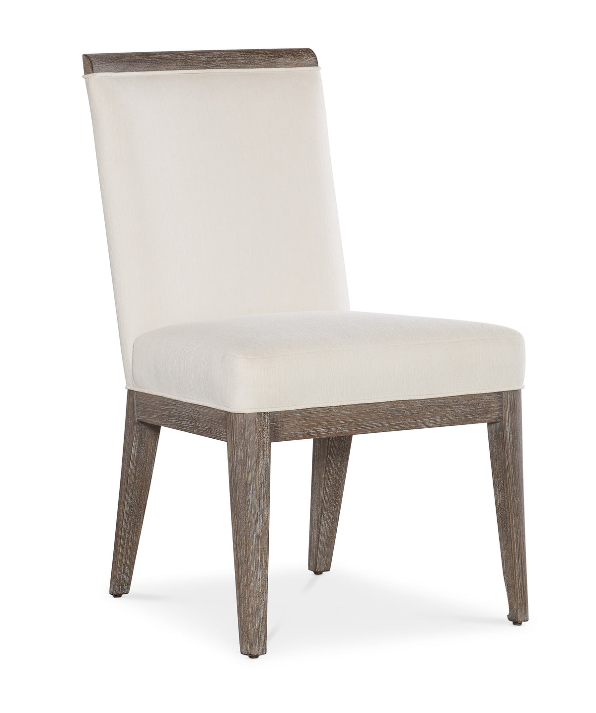 a white chair with wooden legs