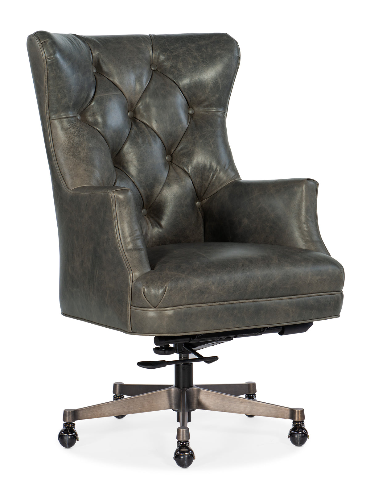 a black leather office chair