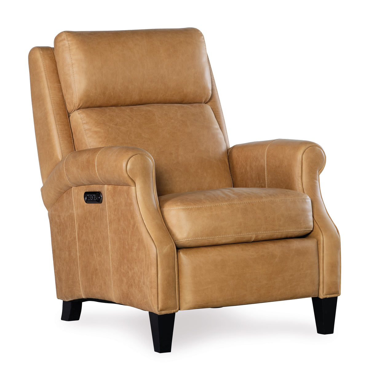 a tan leather recliner chair