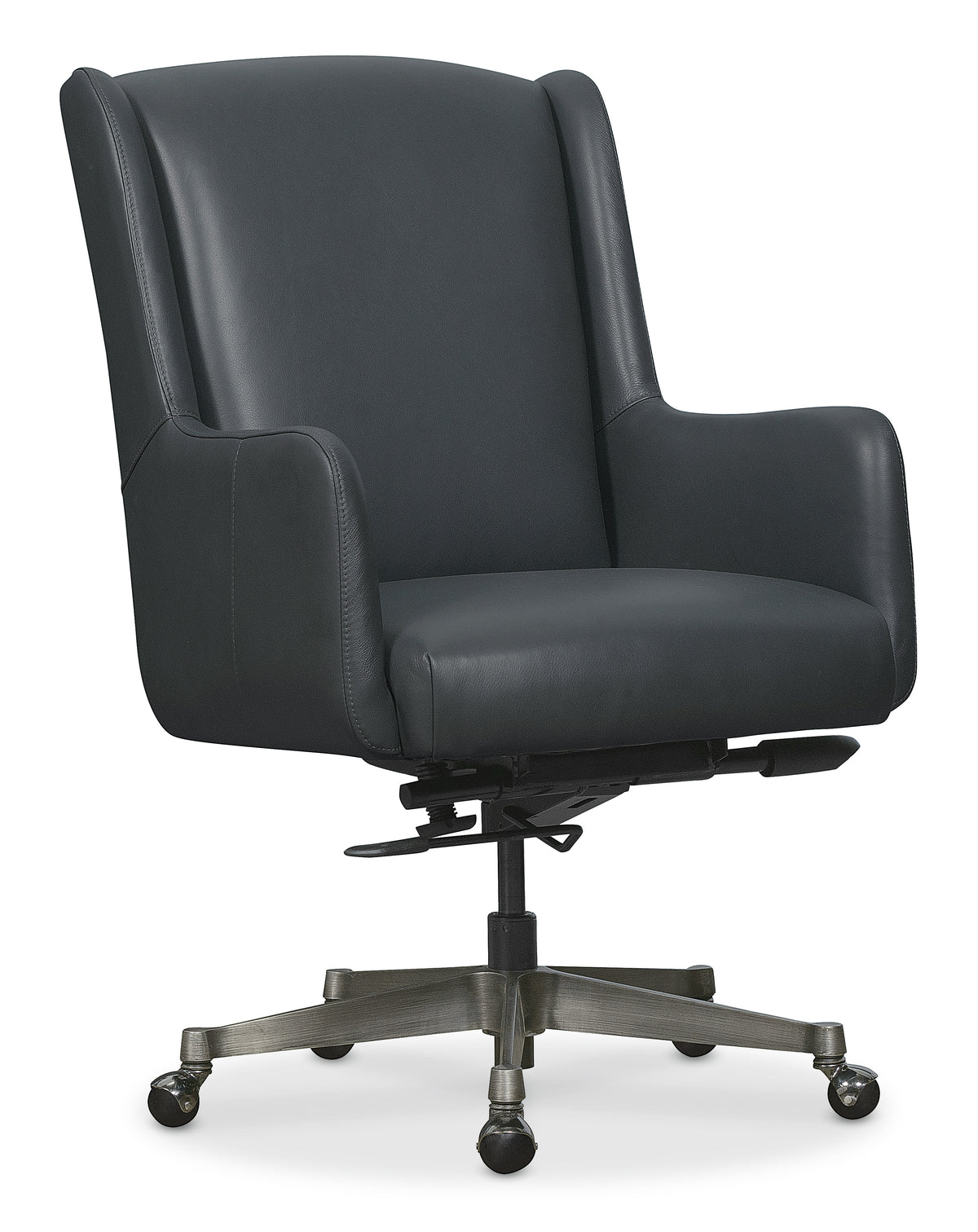 a black office chair with wheels