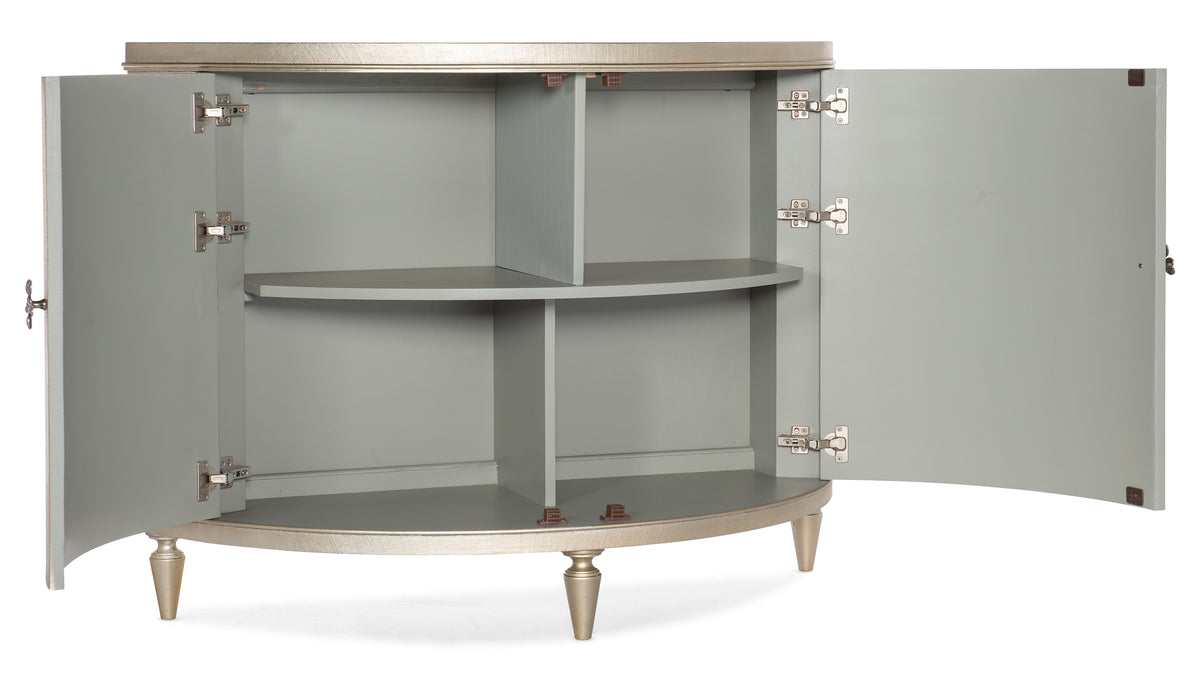 a grey cabinet with a door open