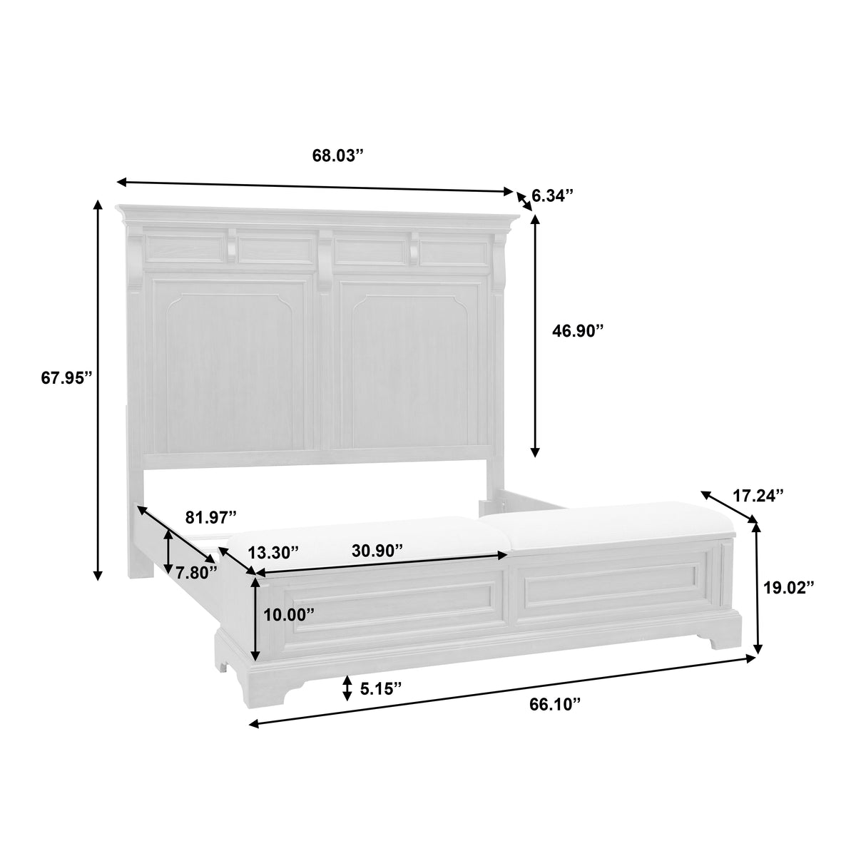 a bed with a foot board and a foot board