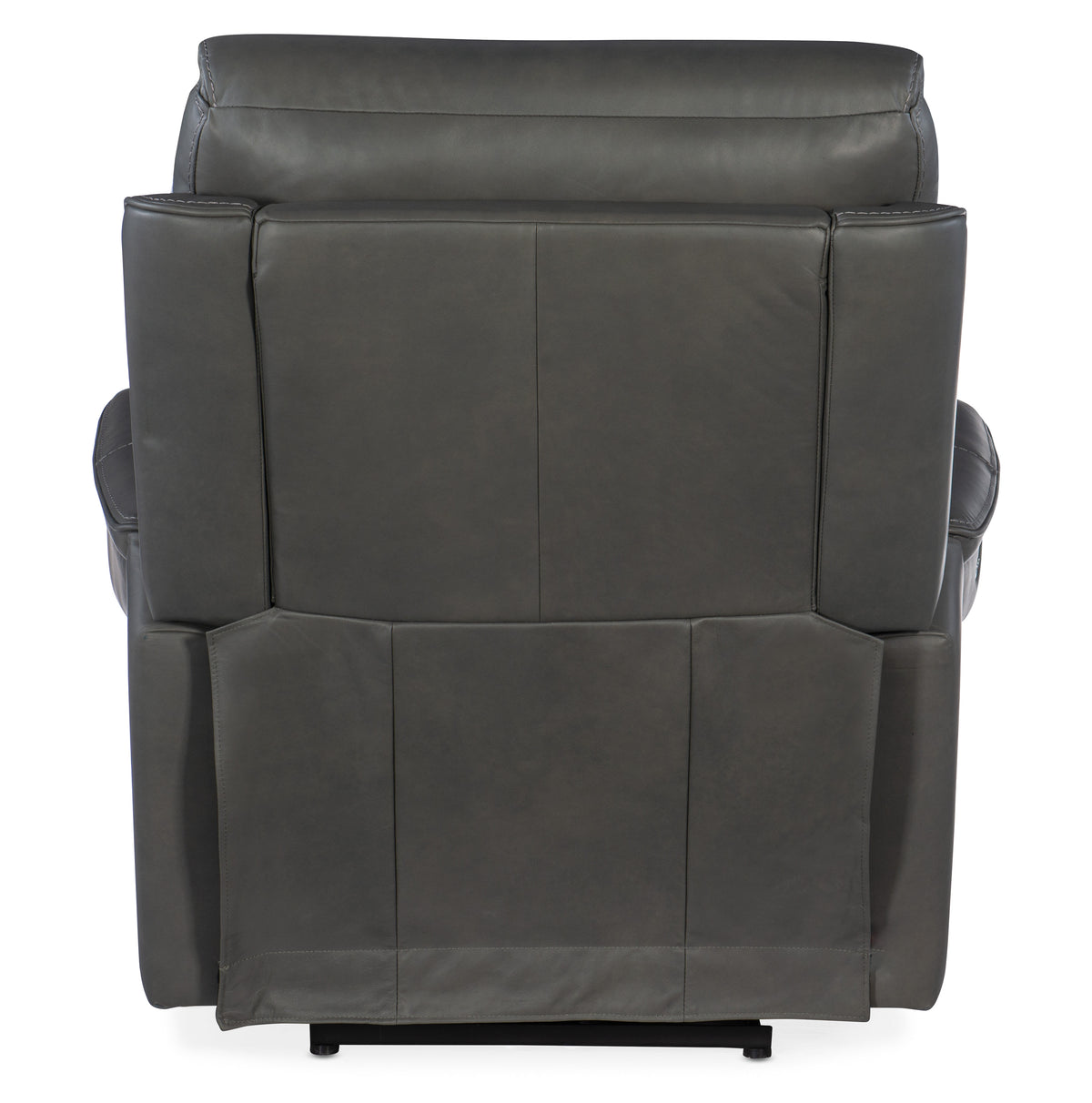 the back of a grey recliner