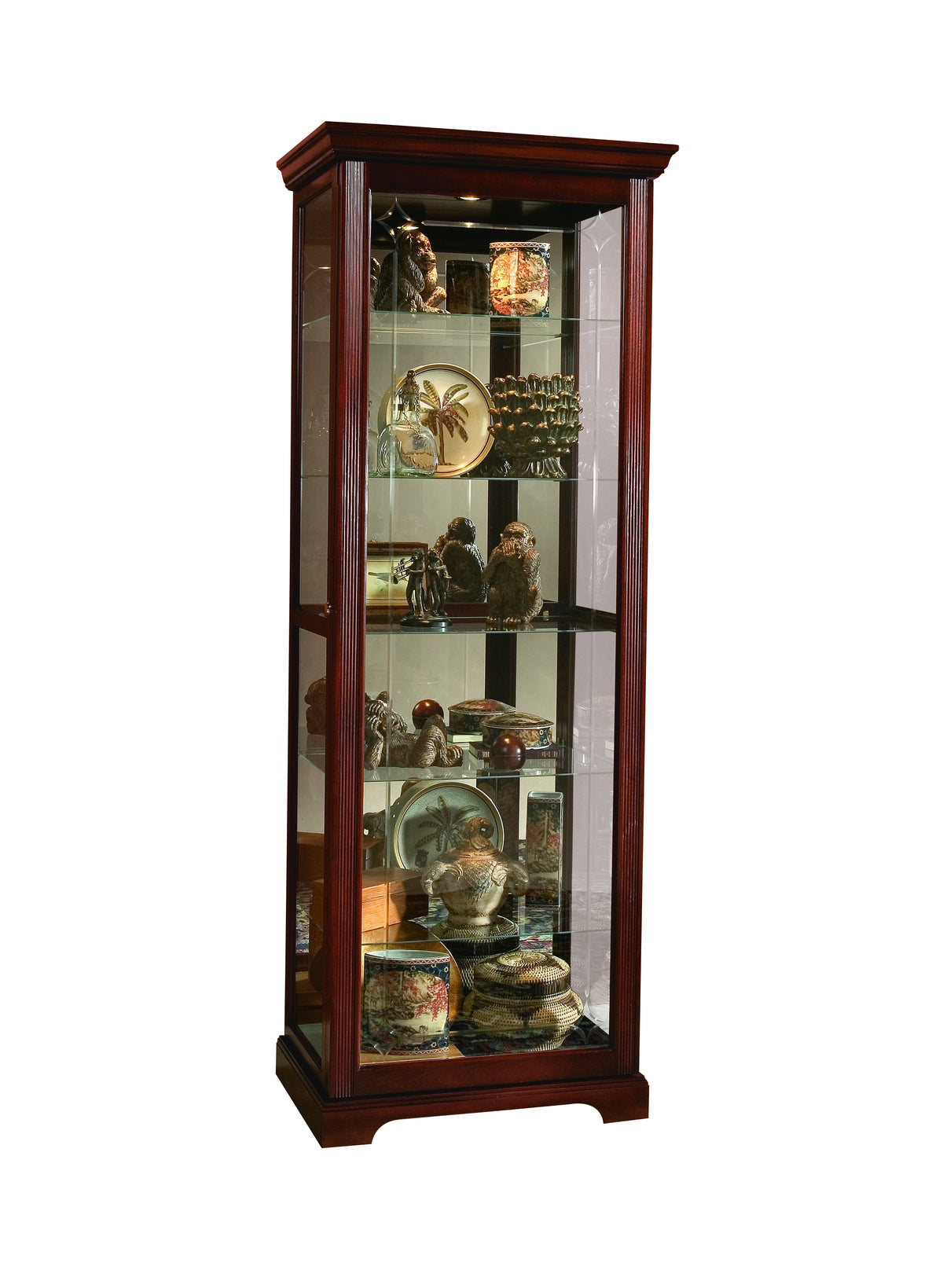 a glass cabinet with various objects on it with Cabinet of curiosities in the background