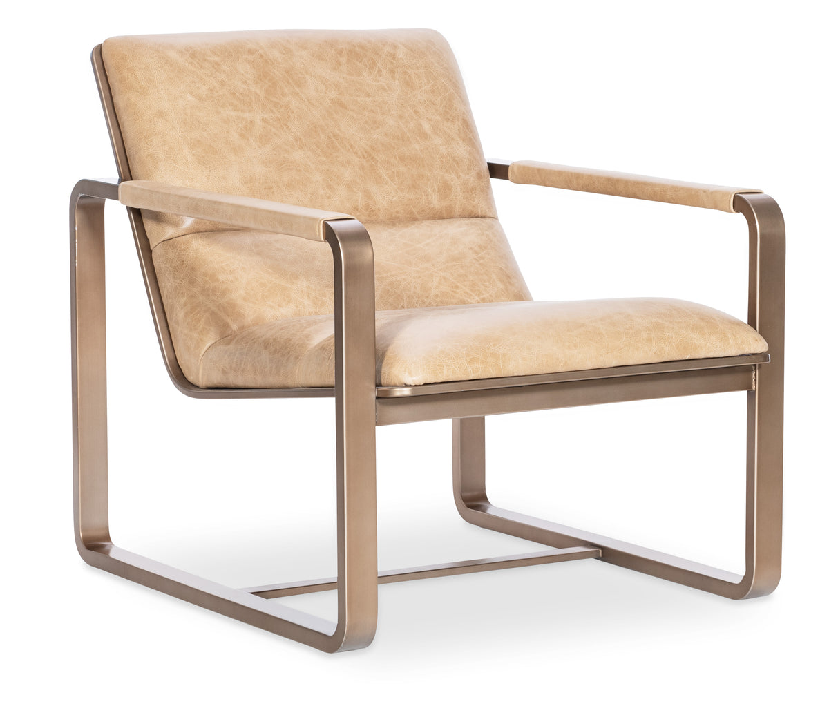 a tan chair with metal legs