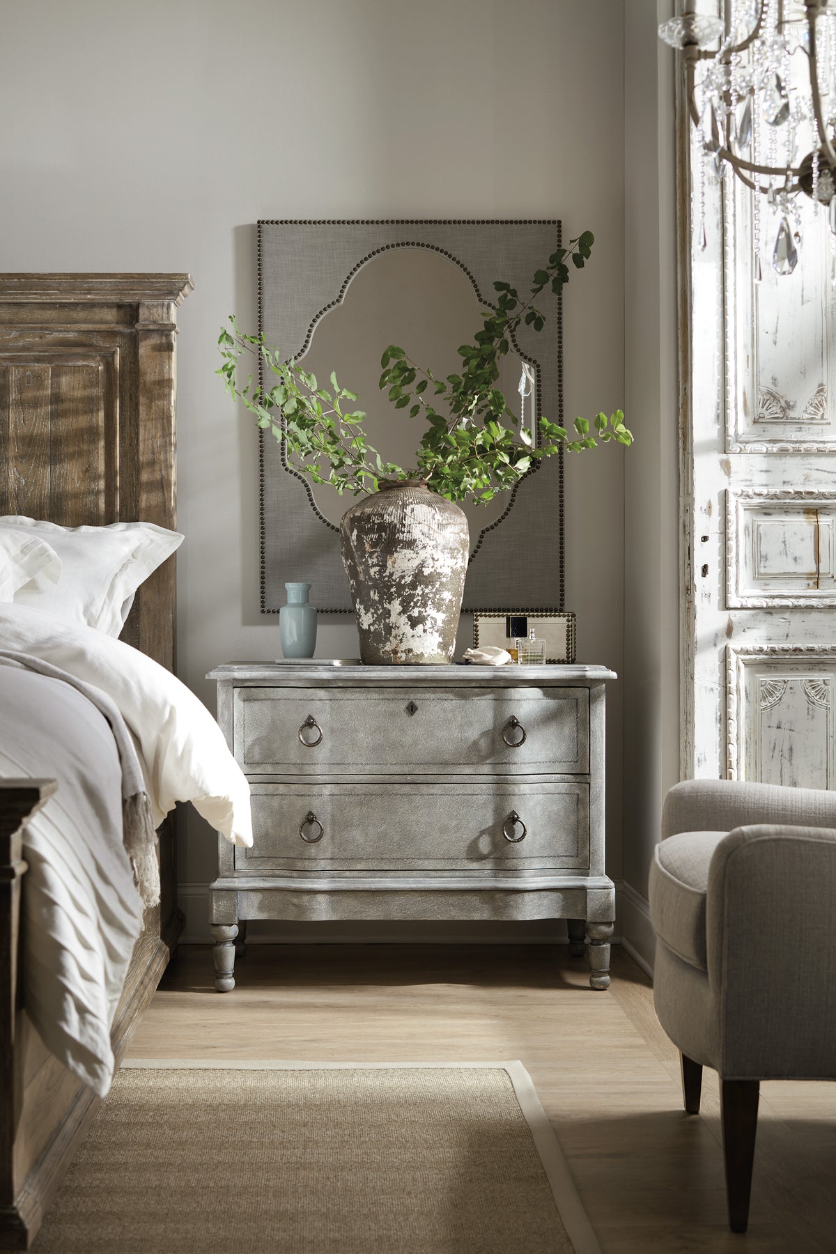 a plant on a dresser