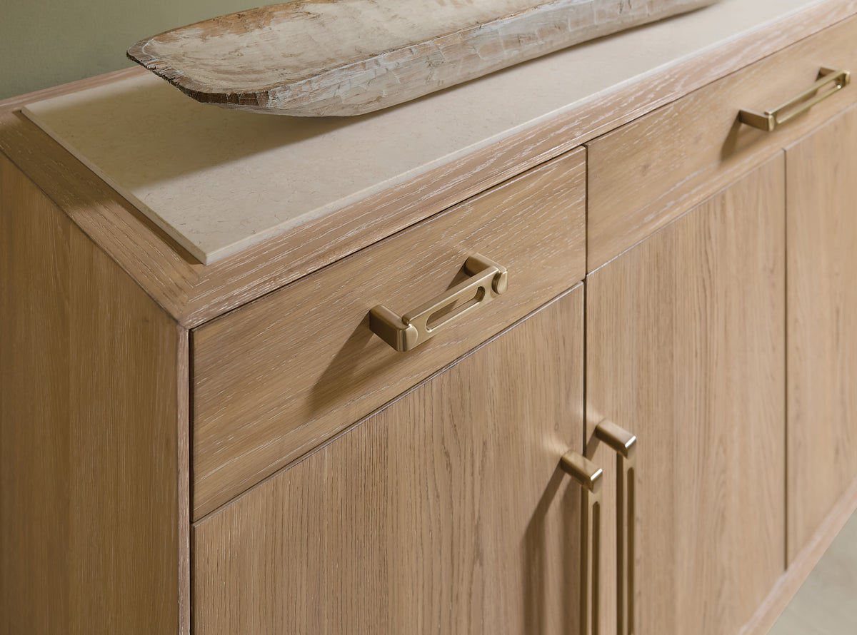 a wooden object on a cabinet