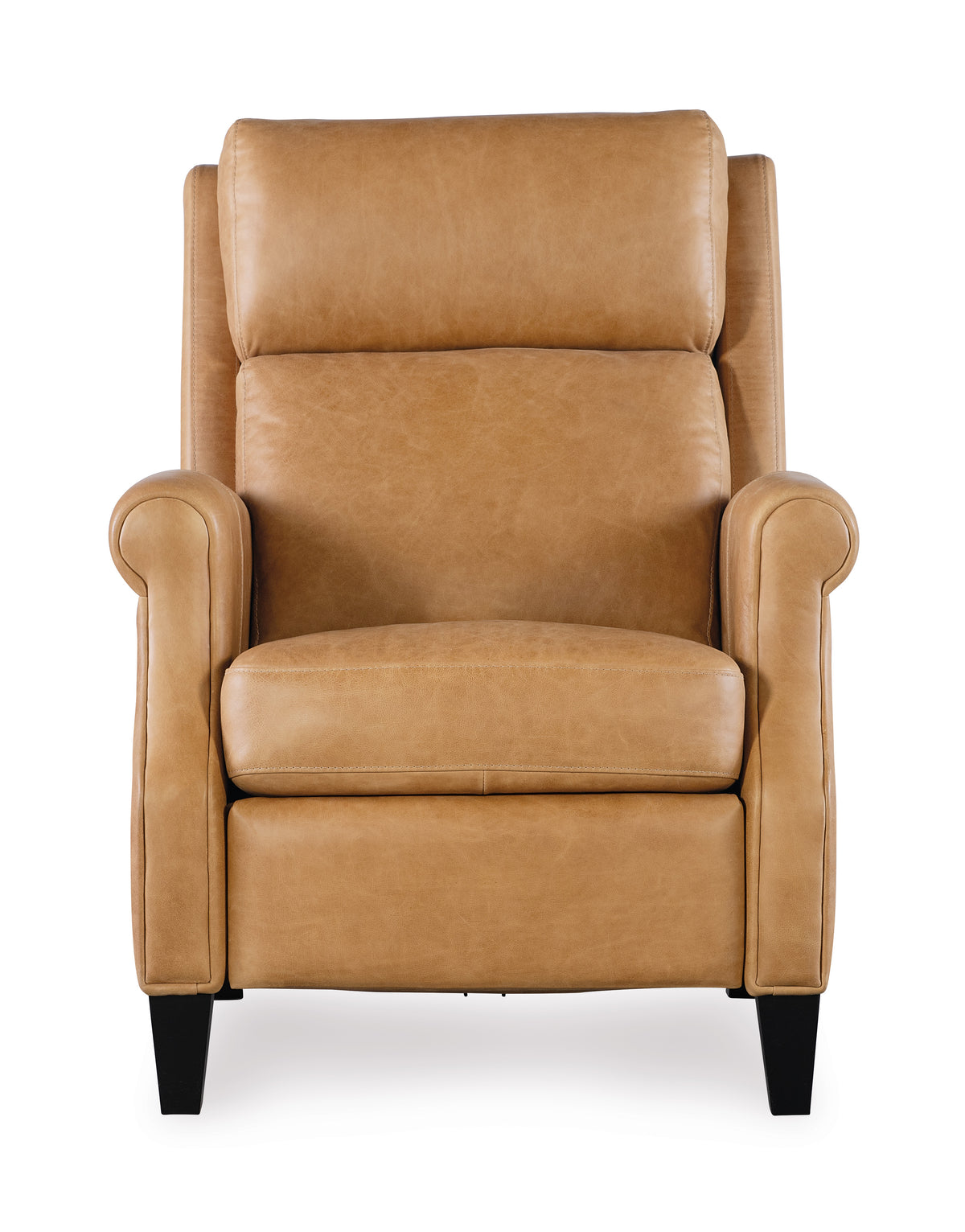 a tan leather chair with black legs