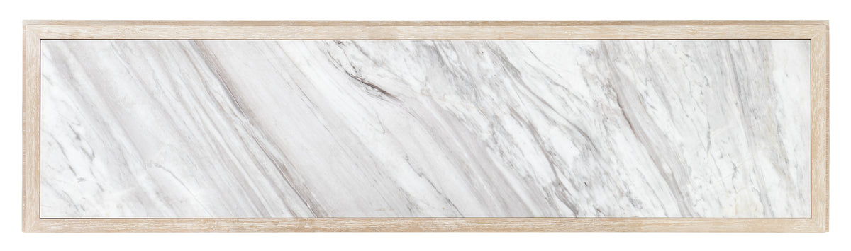 a white marble with a wooden frame