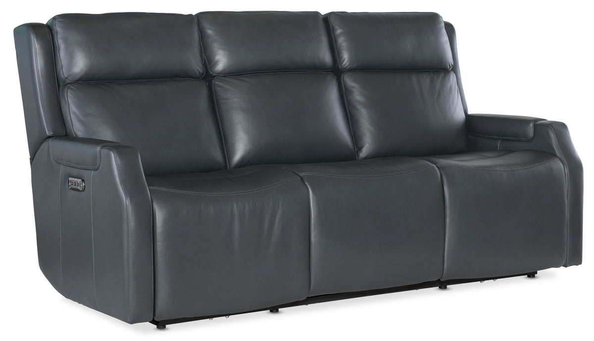 a black leather couch with white background