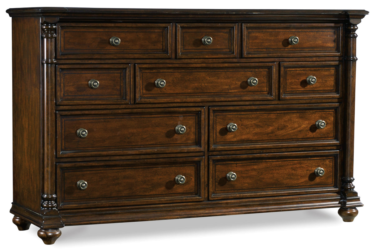 a dresser with drawers on it