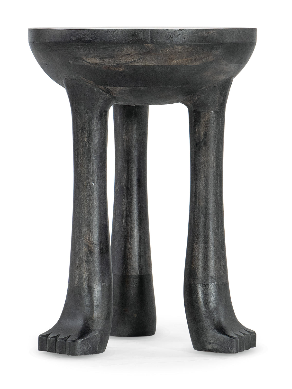 a black stone stool with legs
