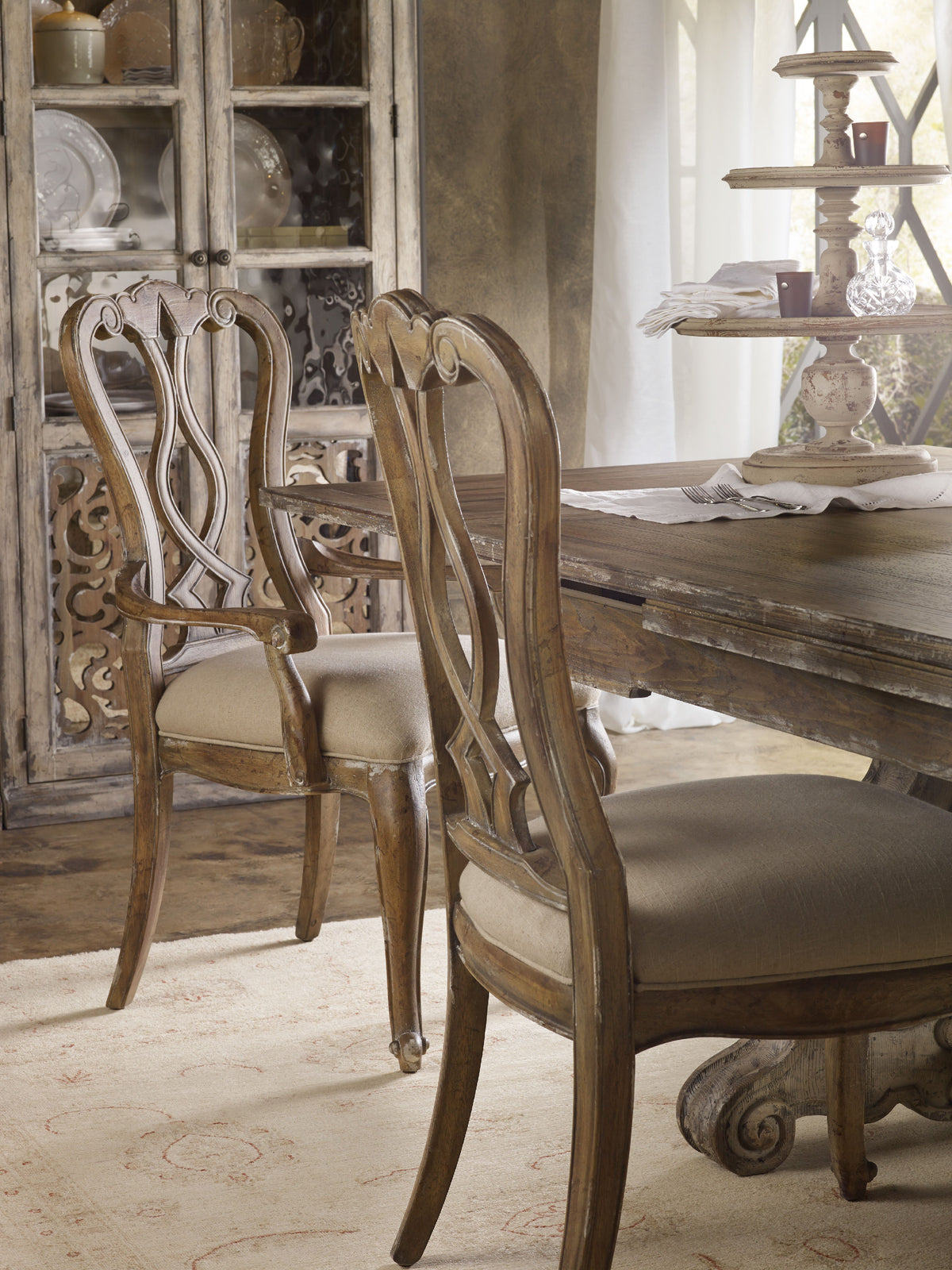 a dining table with chairs
