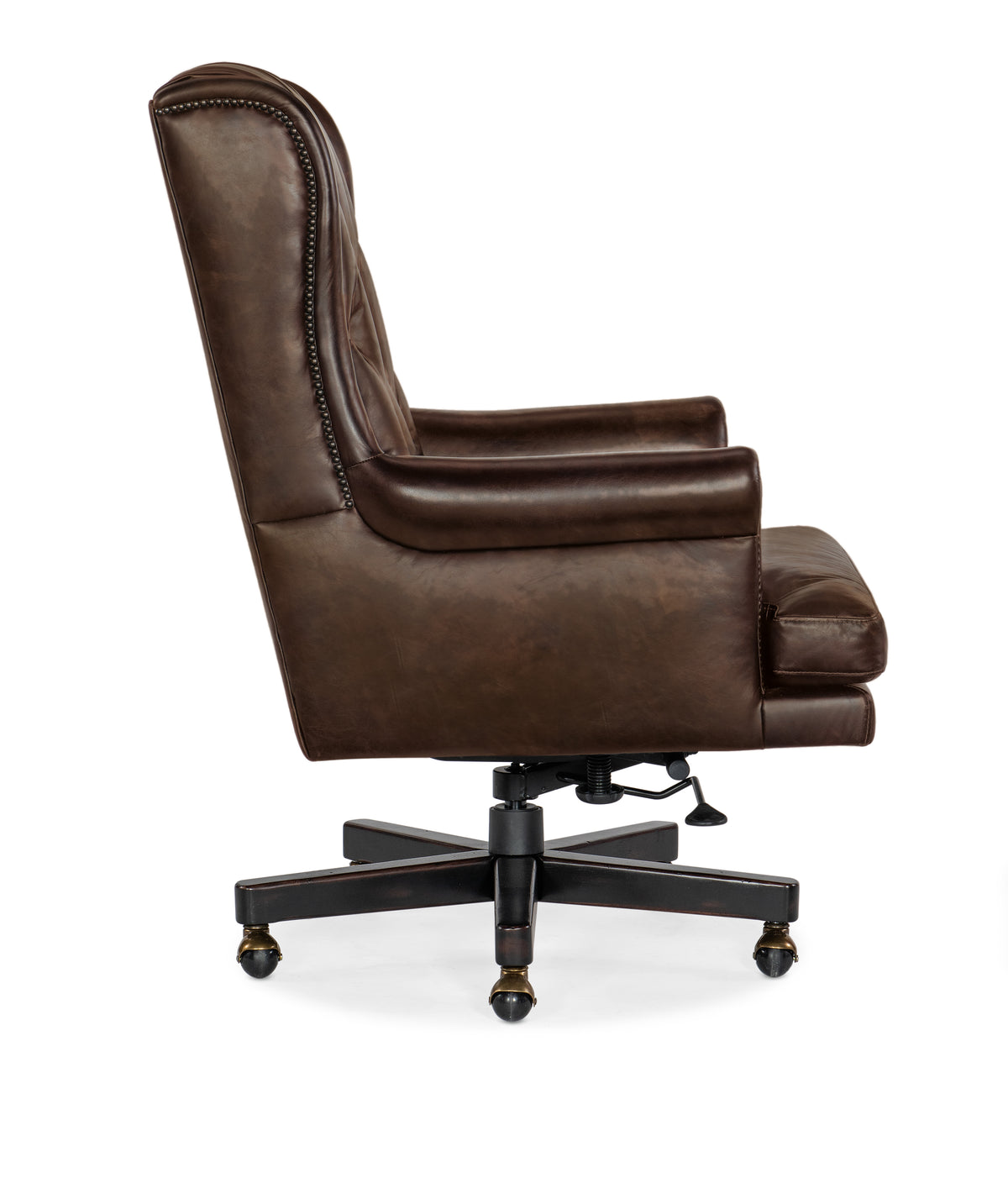 a brown leather office chair