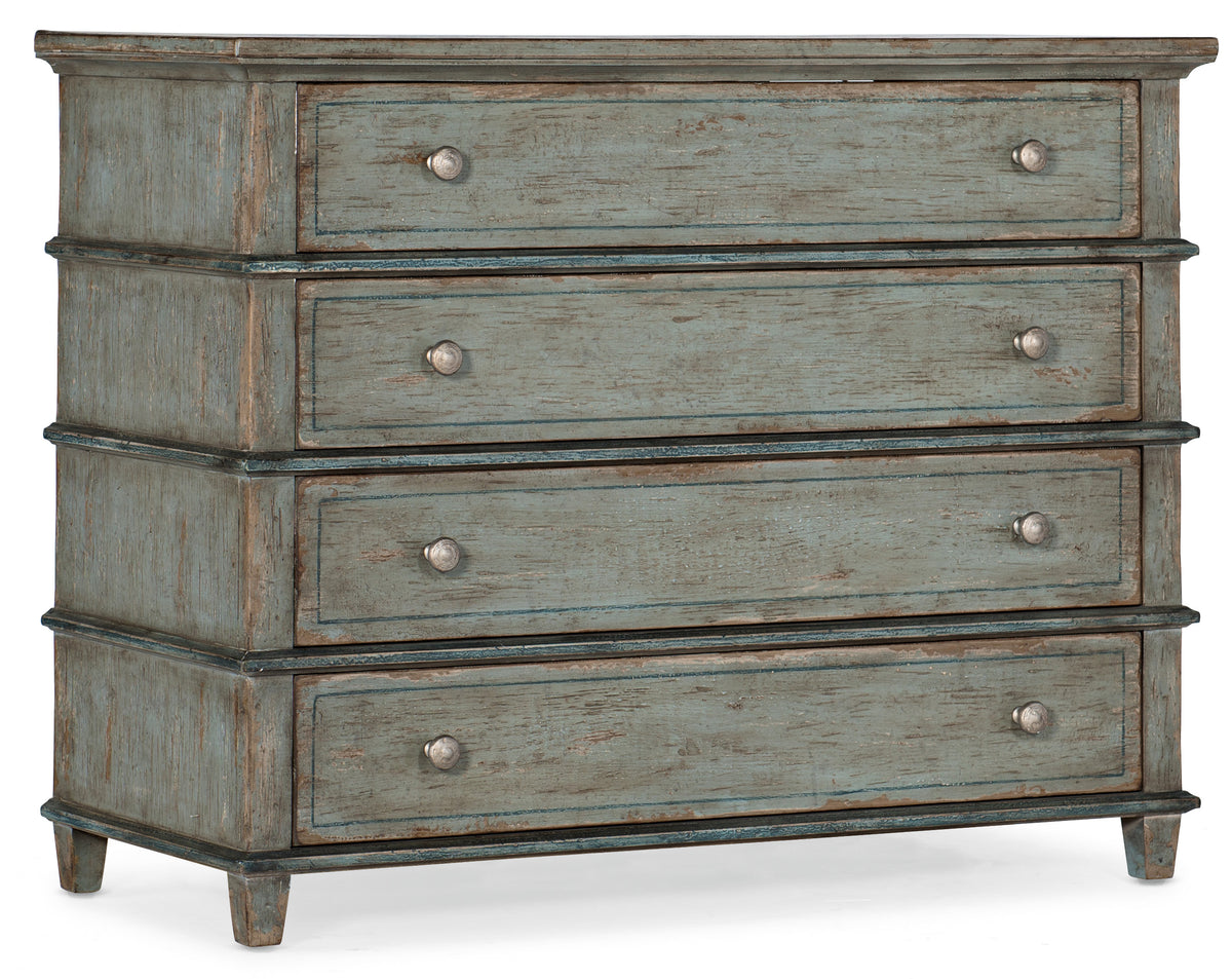 a dresser with drawers on it