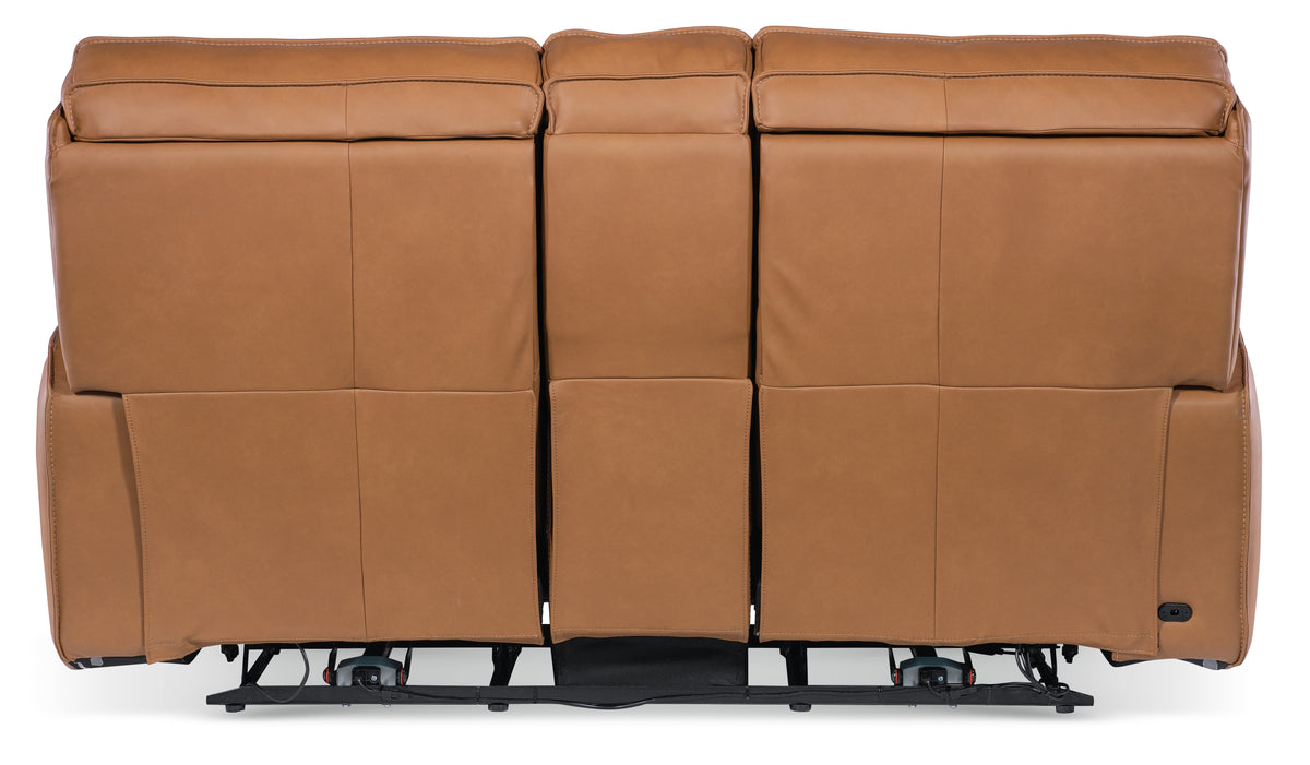 a brown leather couches