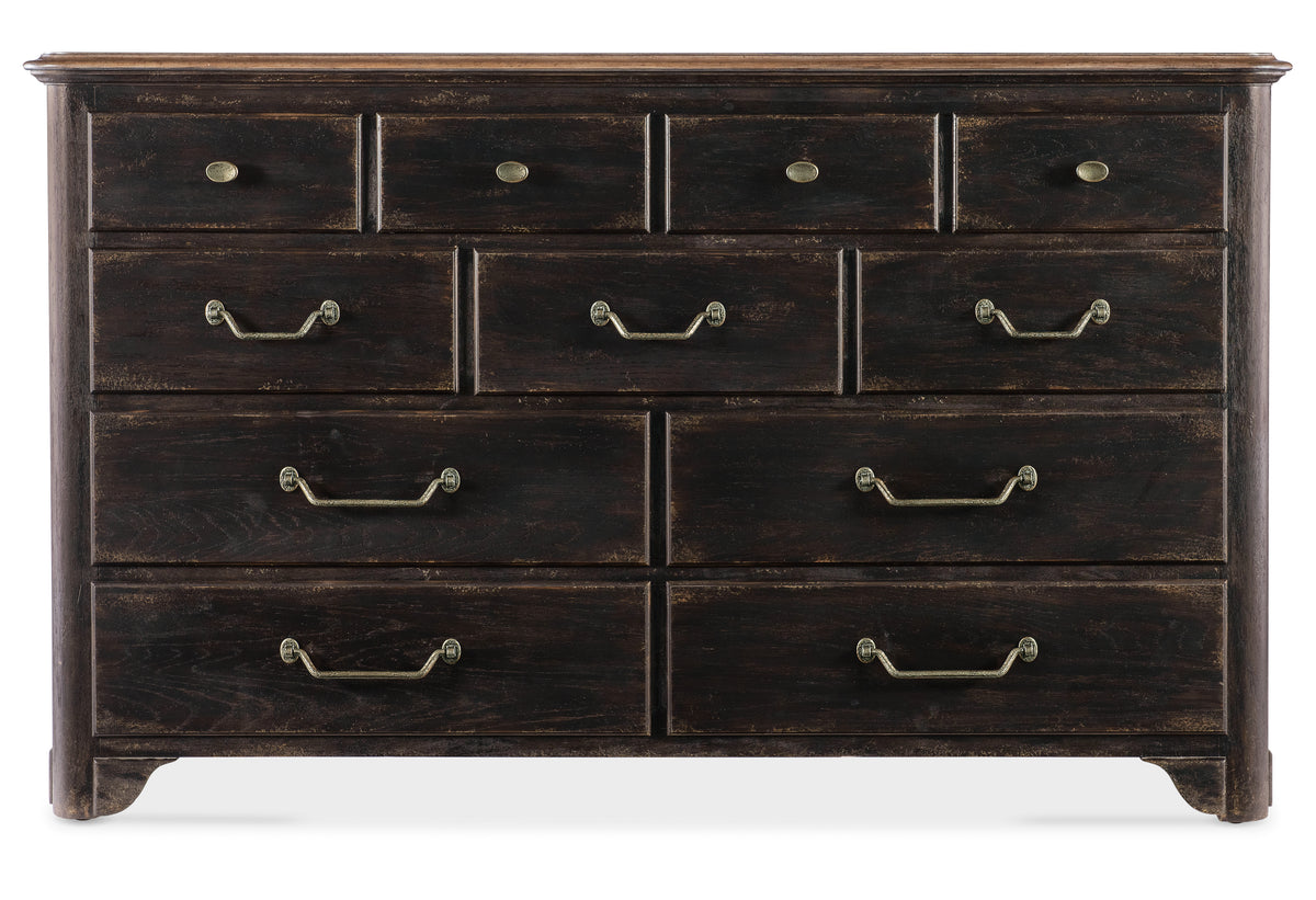 a dresser with drawers on it