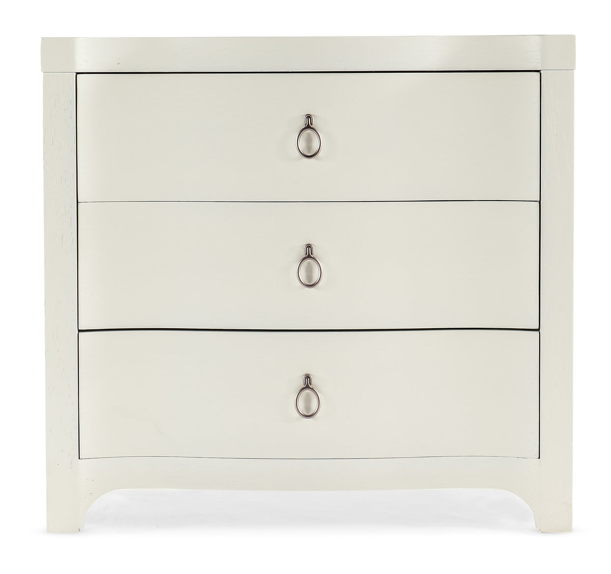 a white dresser with silver handles