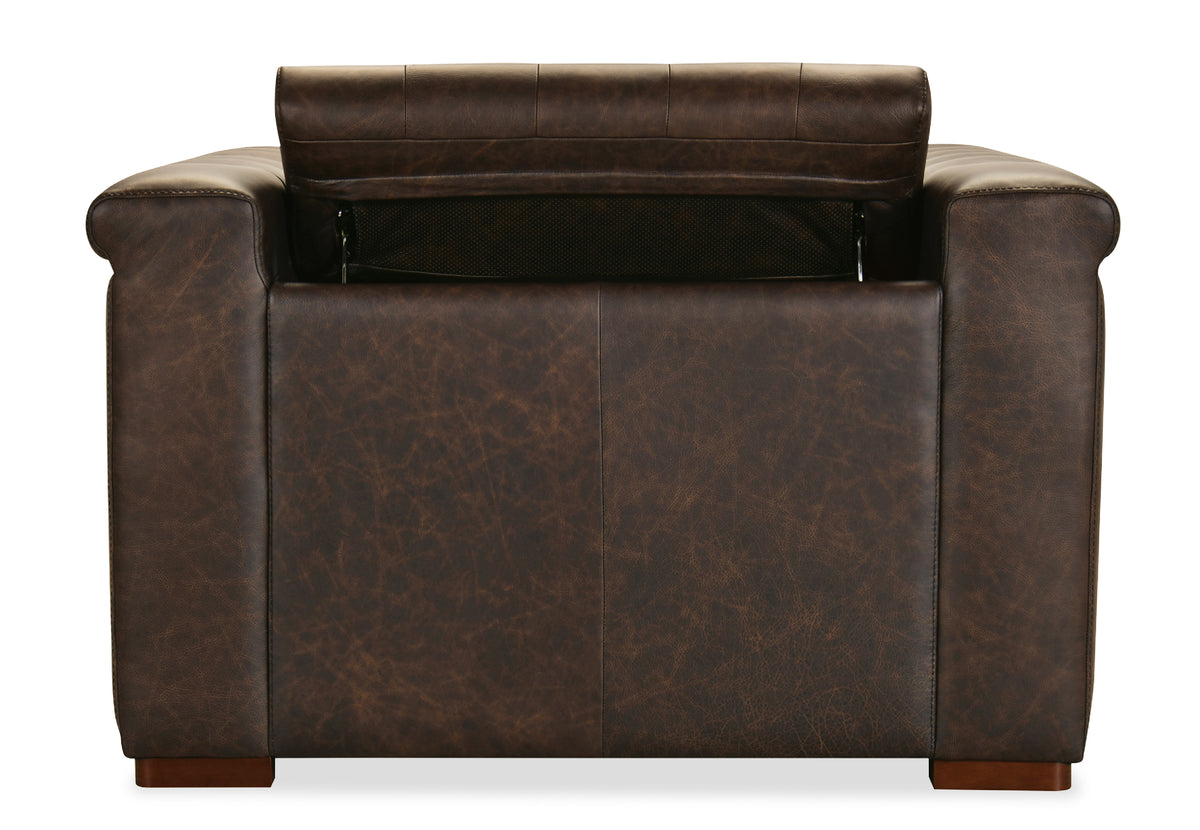 a brown leather chair with a white background