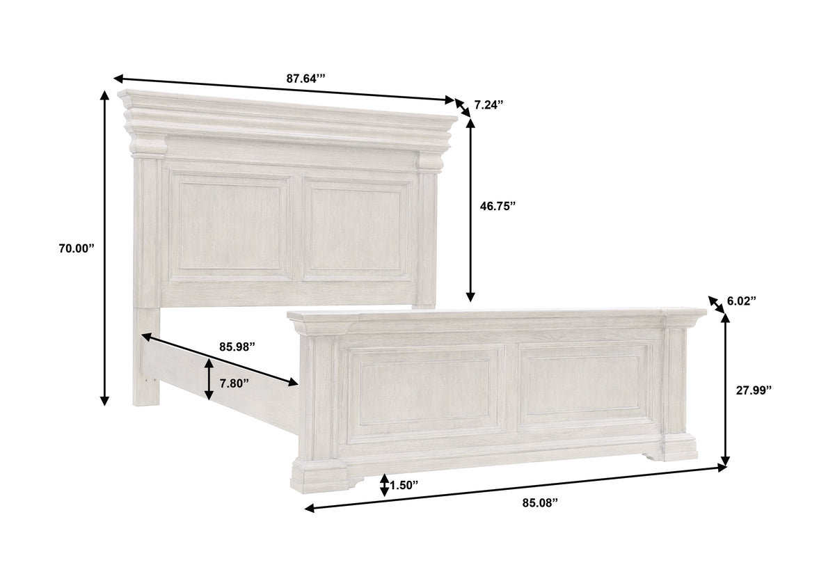 a white bed with measurements