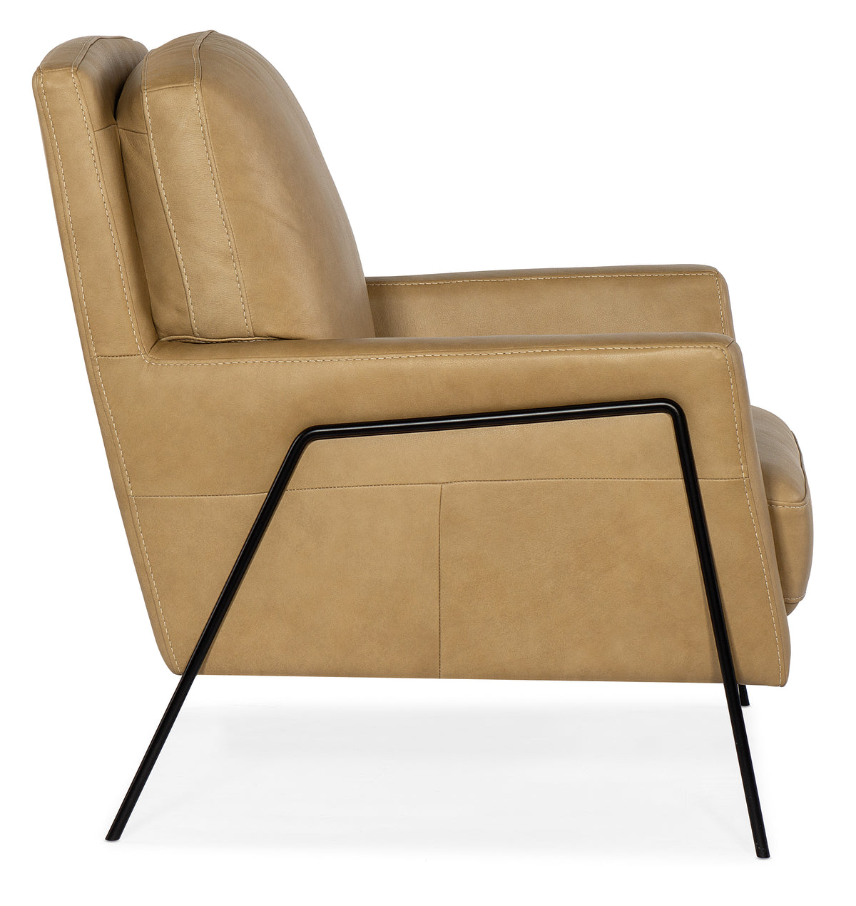 a tan leather chair with black legs