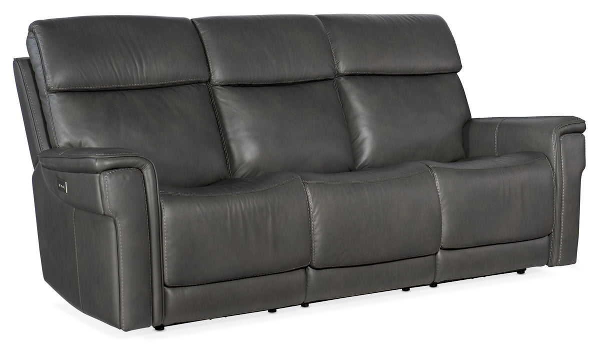 a grey leather couch with white background