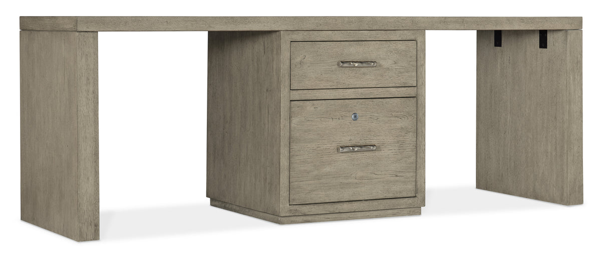a wooden desk with a drawer