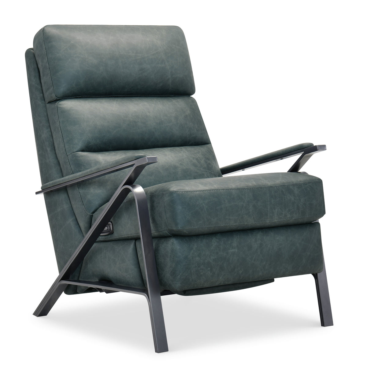 a green leather recliner chair