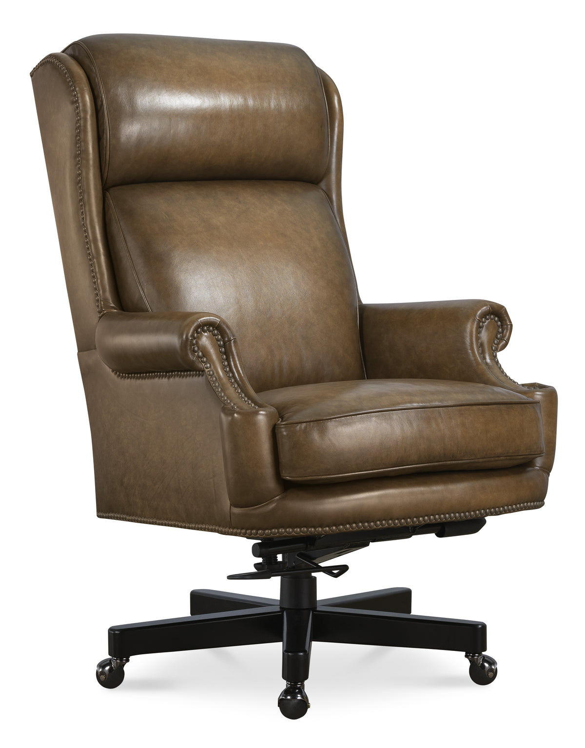 a brown leather office chair