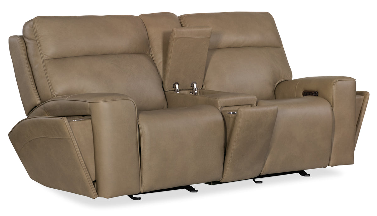 Riverton Power Gliding Console Loveseat with Power Headrest and Lumbar - Hooker Furniture (HRF-3252)