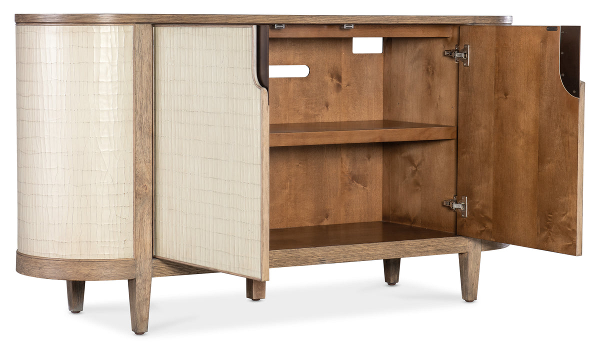 a wooden cabinet with a shelf