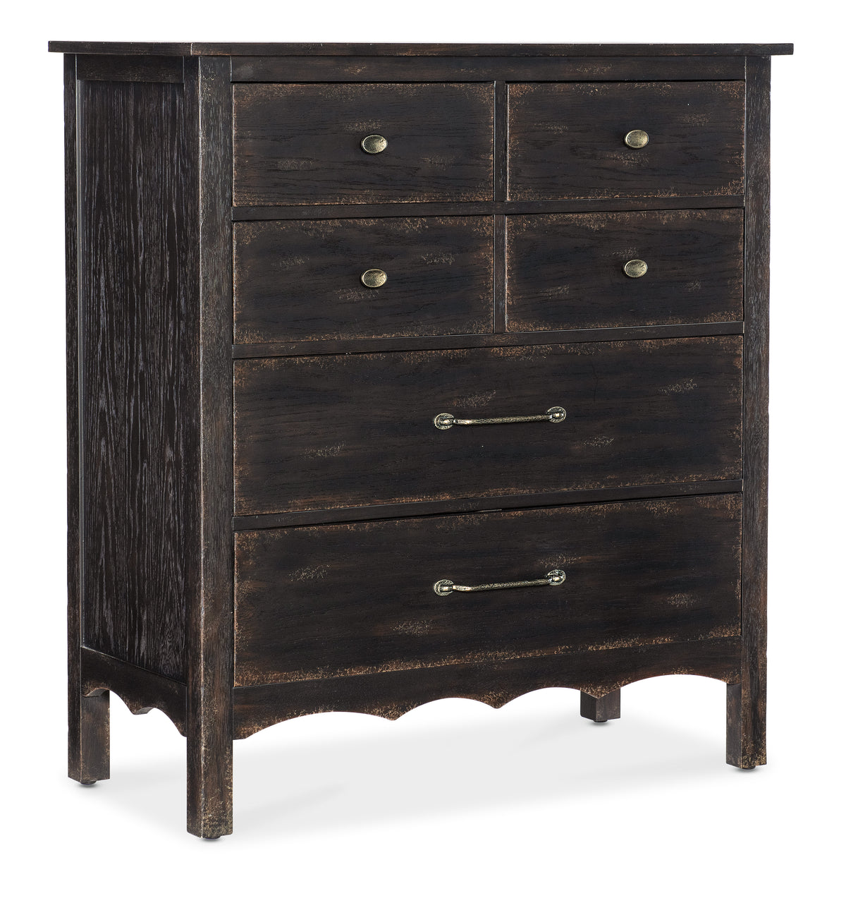 a black dresser with gold handles