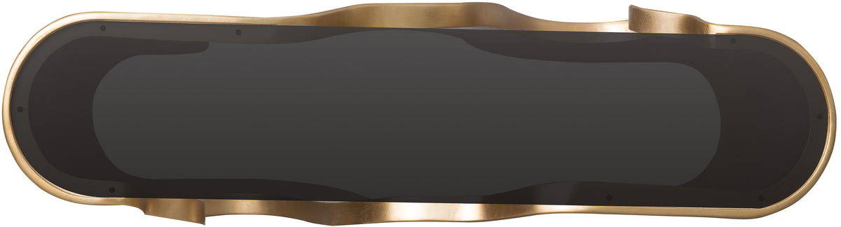 a black rectangular object with a gold border