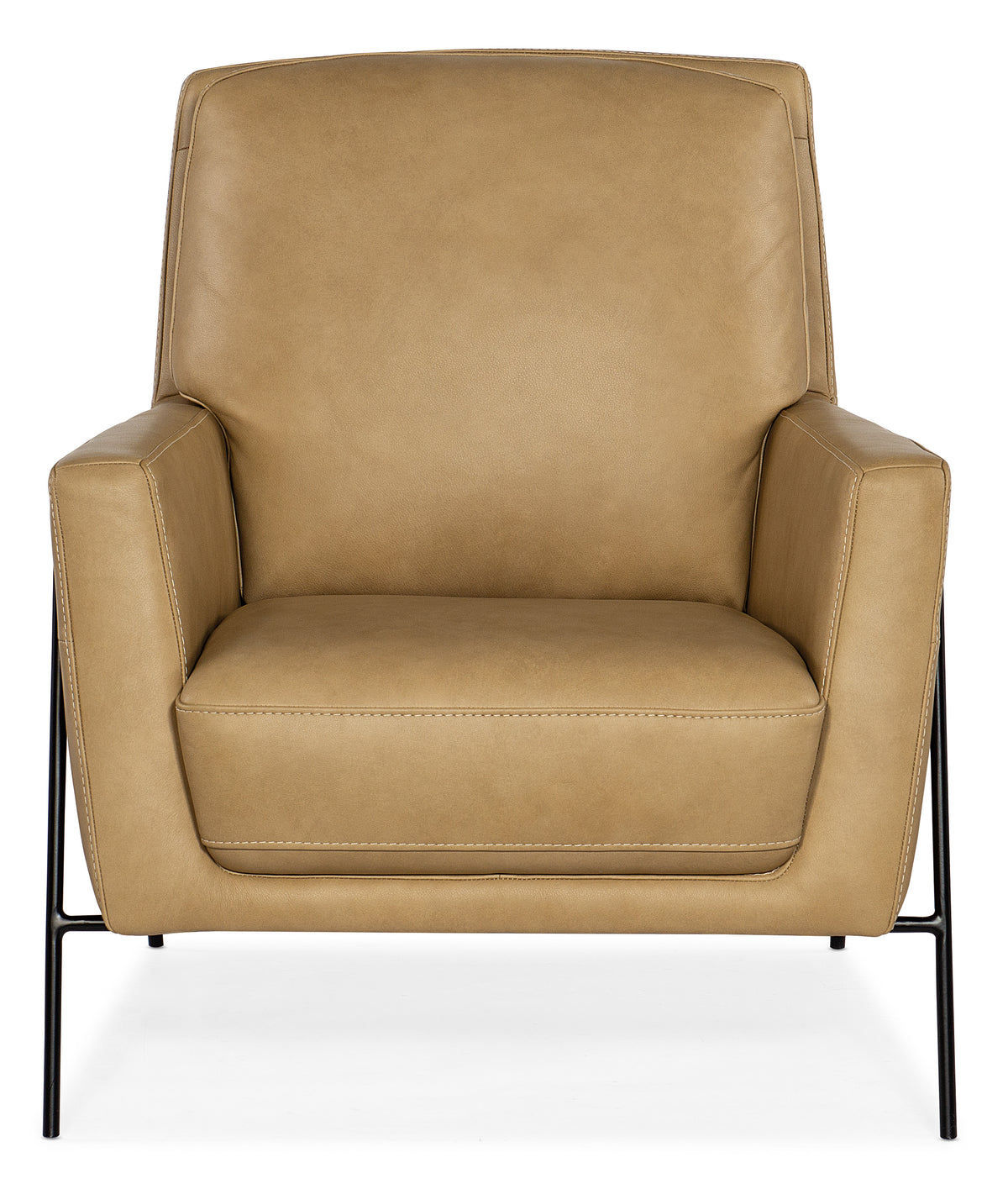 a tan leather chair with black legs