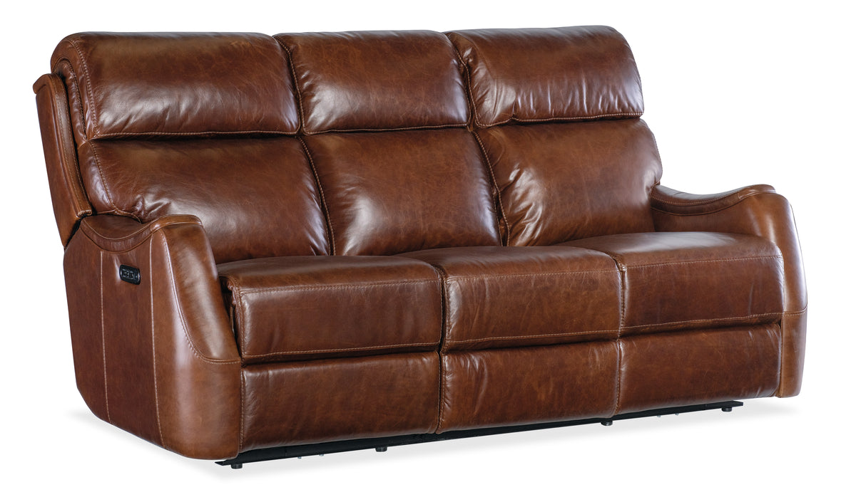 a brown leather couch with white background