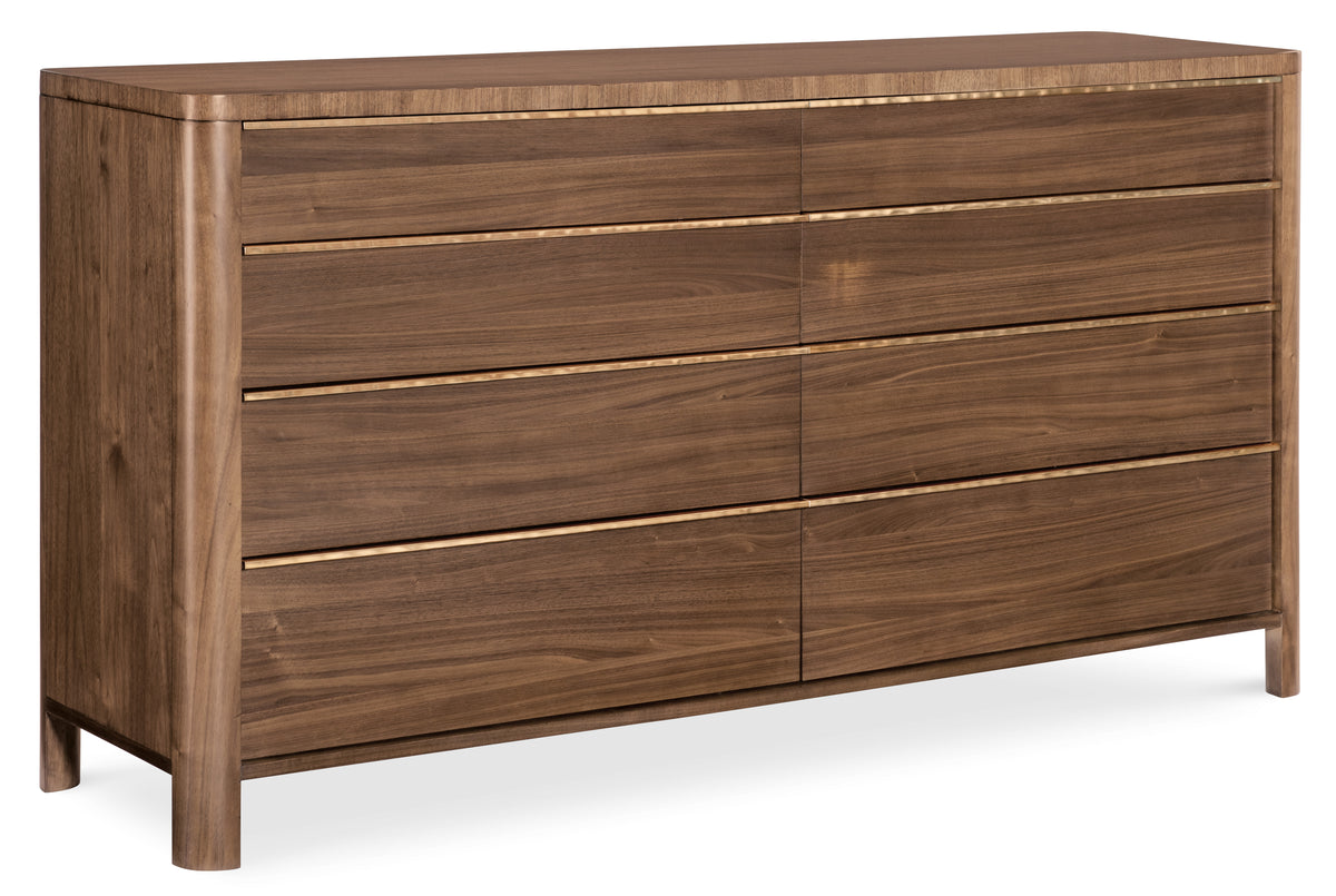 a brown dresser with drawers