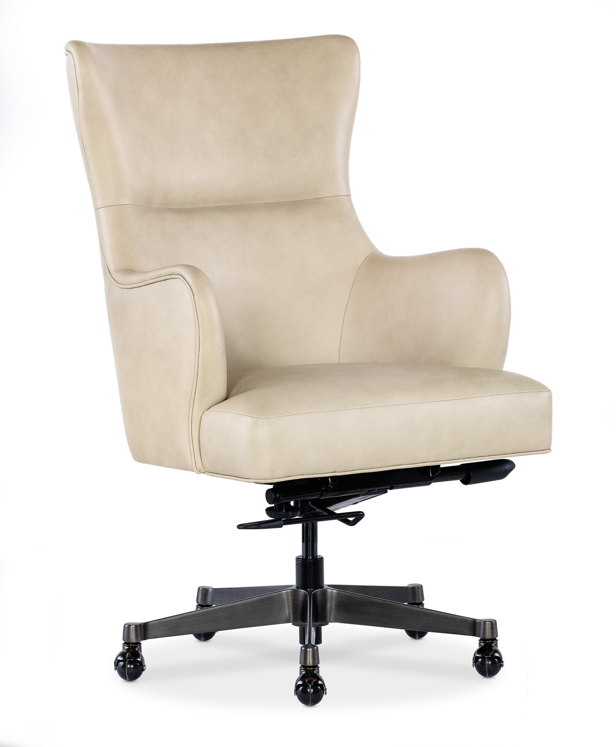 a white office chair with wheels