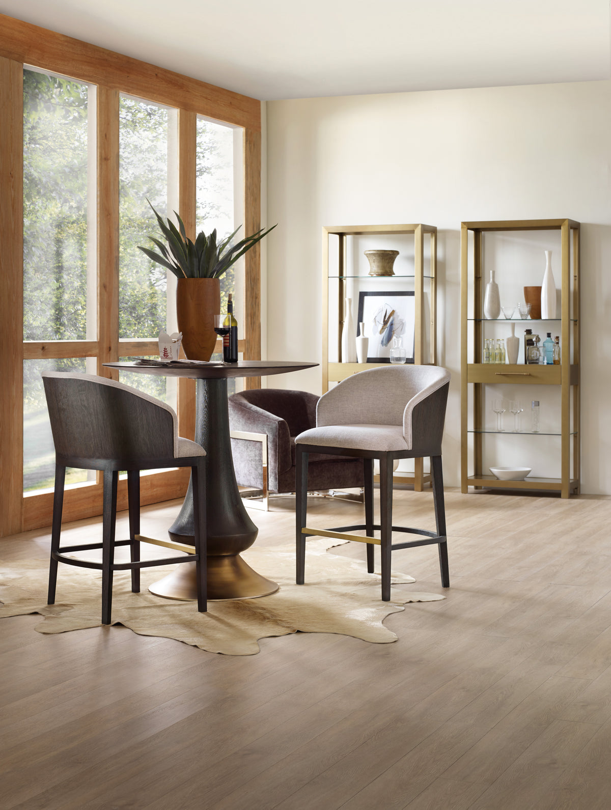 a table and chairs in a room