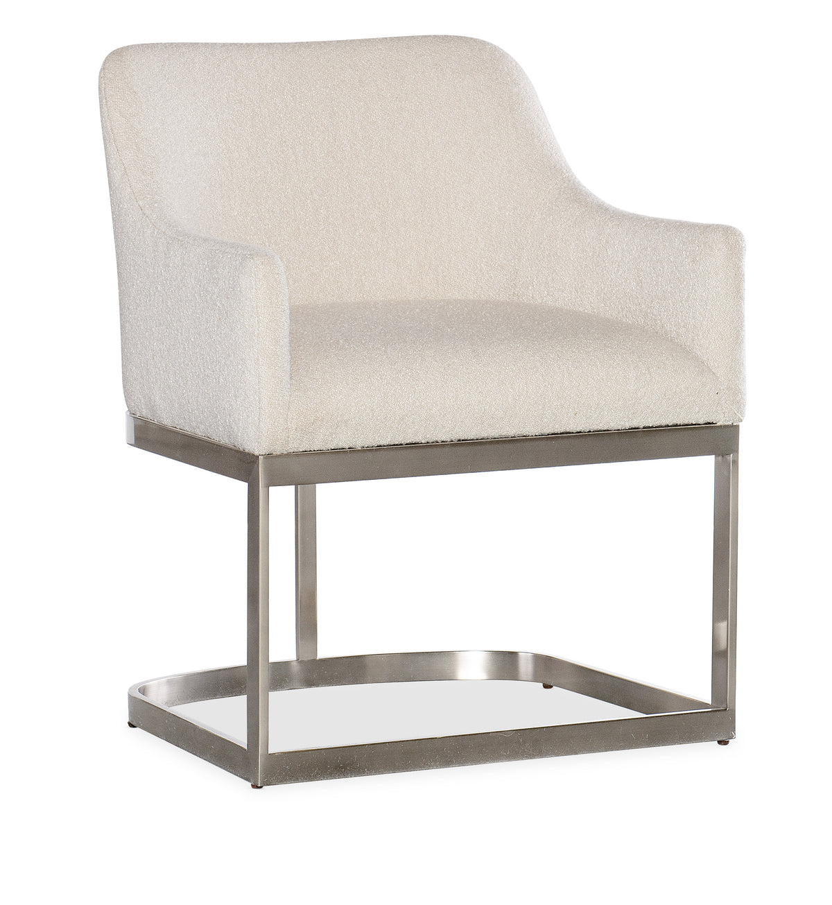 a white chair with silver legs