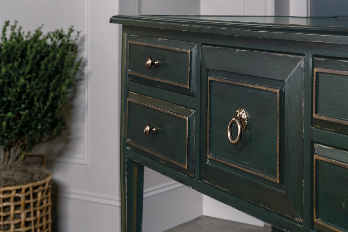 a close up of a green table