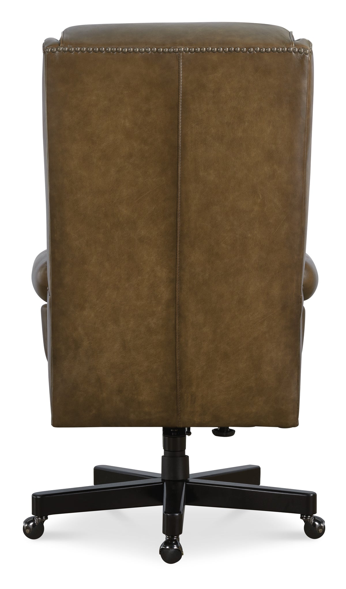 the back of a brown office chair