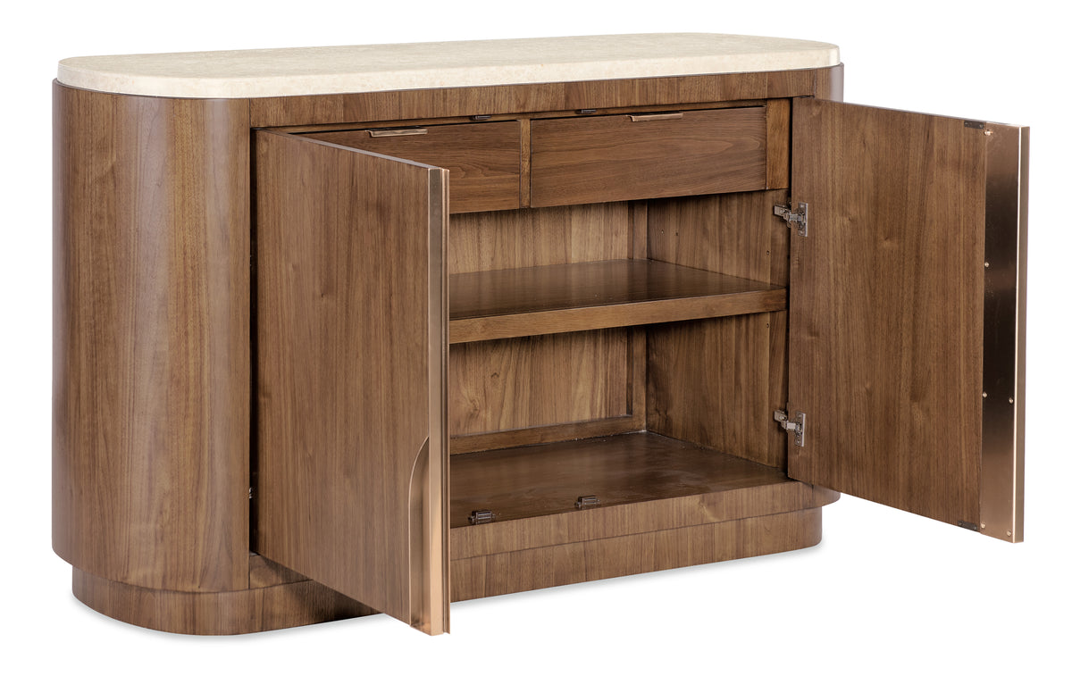 a wooden cabinet with open doors