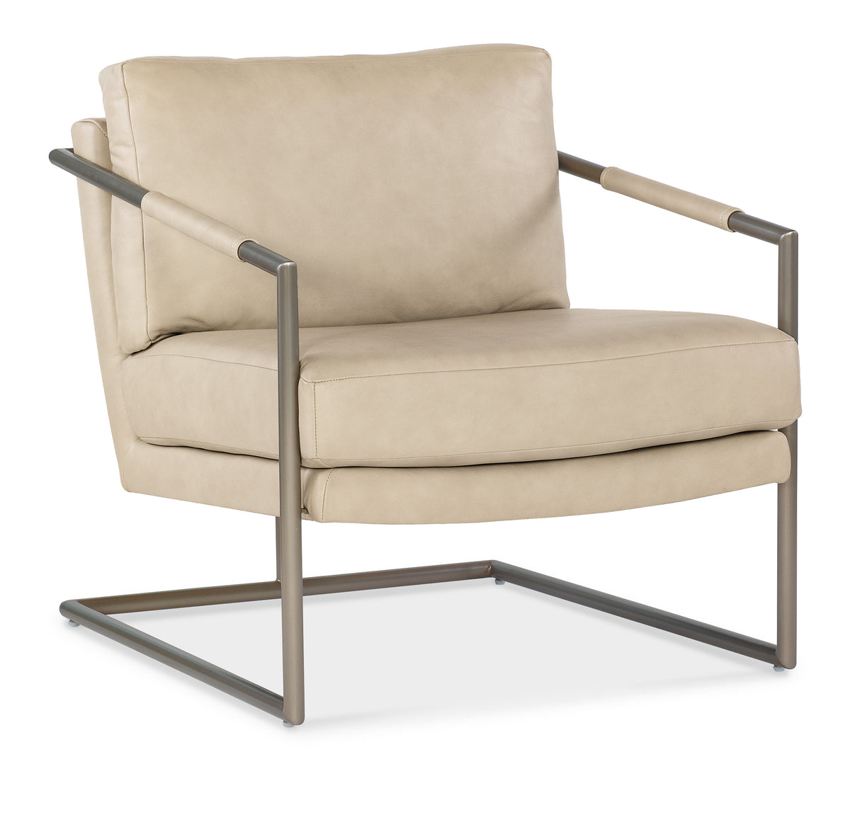 a white chair with metal legs