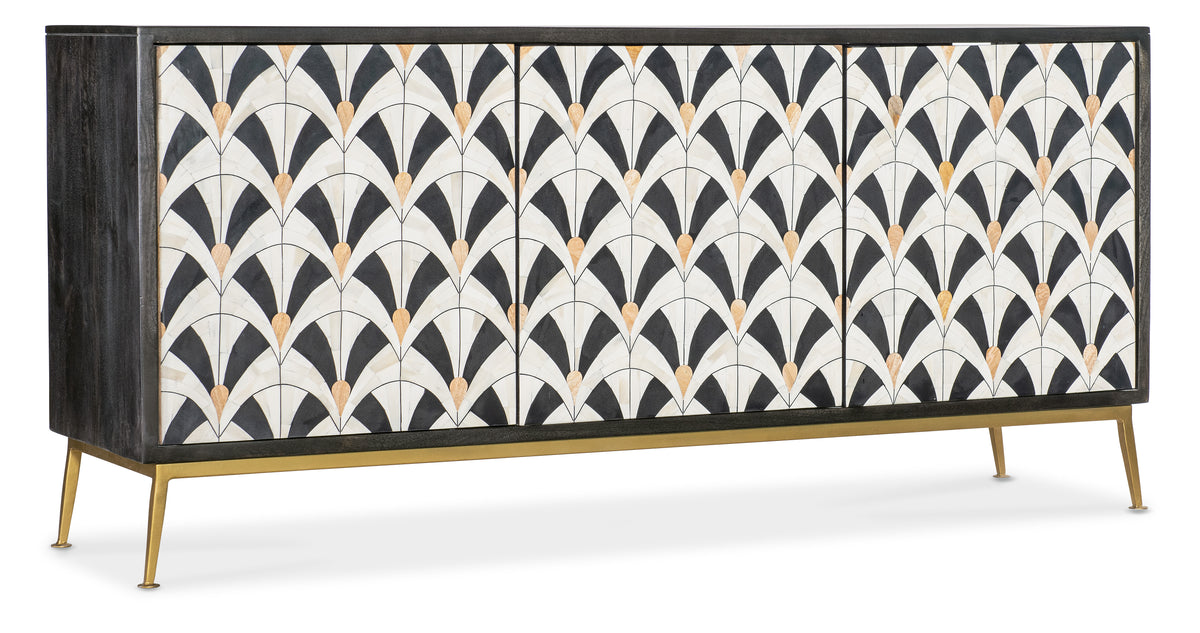 a black and white patterned wall