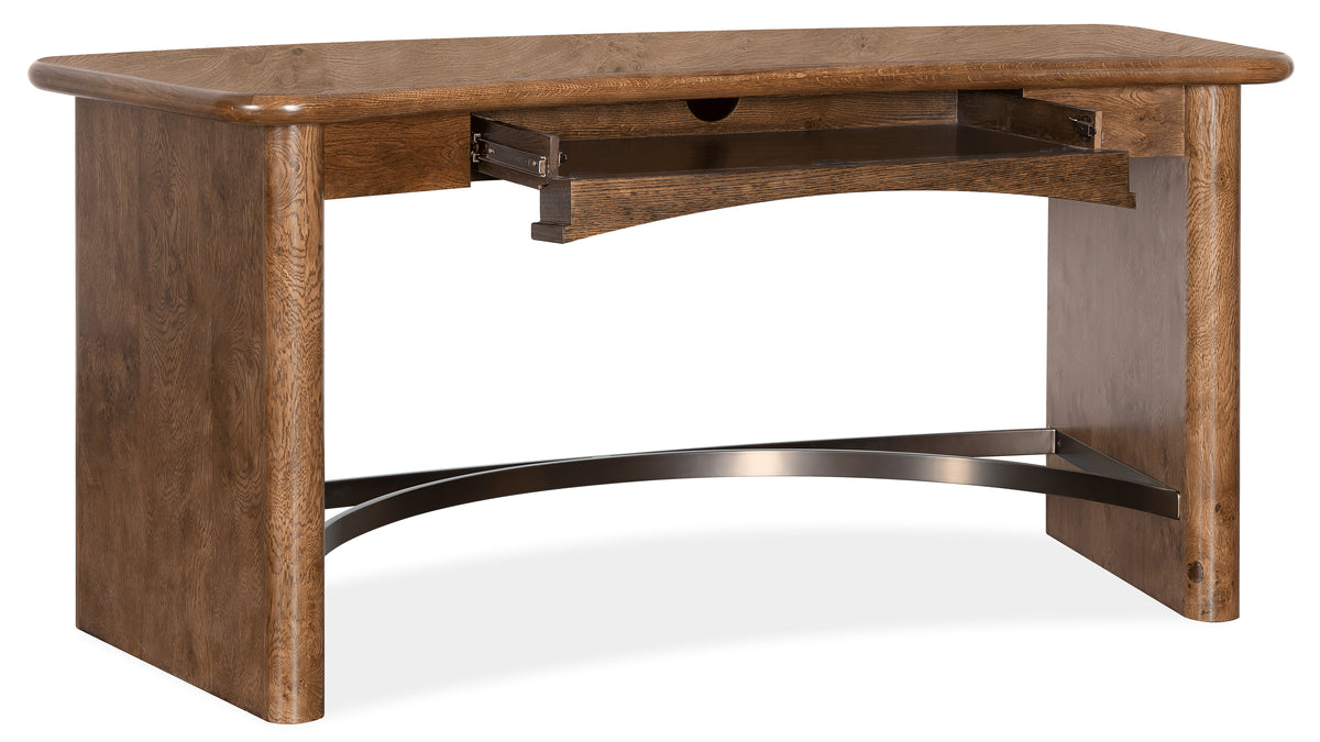 a wooden table with a drawer